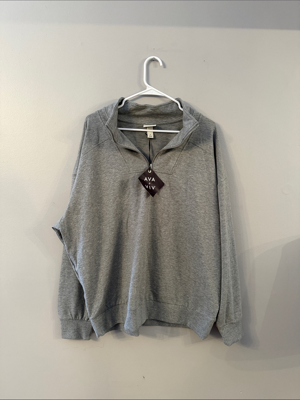 Ava & Viv Heather Gray Quarter-Zip Pullover - very soft